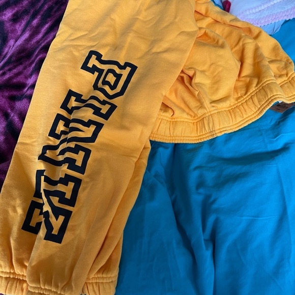 VS PINK FLEECE BAGGY CAMPUS PANT FULL ZIP SNAP SLEEVE HOODIE M LG - Picture 5 of 15